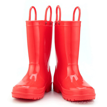 Kids New Fashion Orange Couleur rouge imperméable Nature matériaux Bottes de pluie Easy-On Handles Chaussures